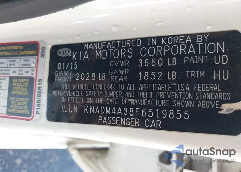 2015 Kia Rio Lx from USA, damaged, VIN KNADM4A38F6519855